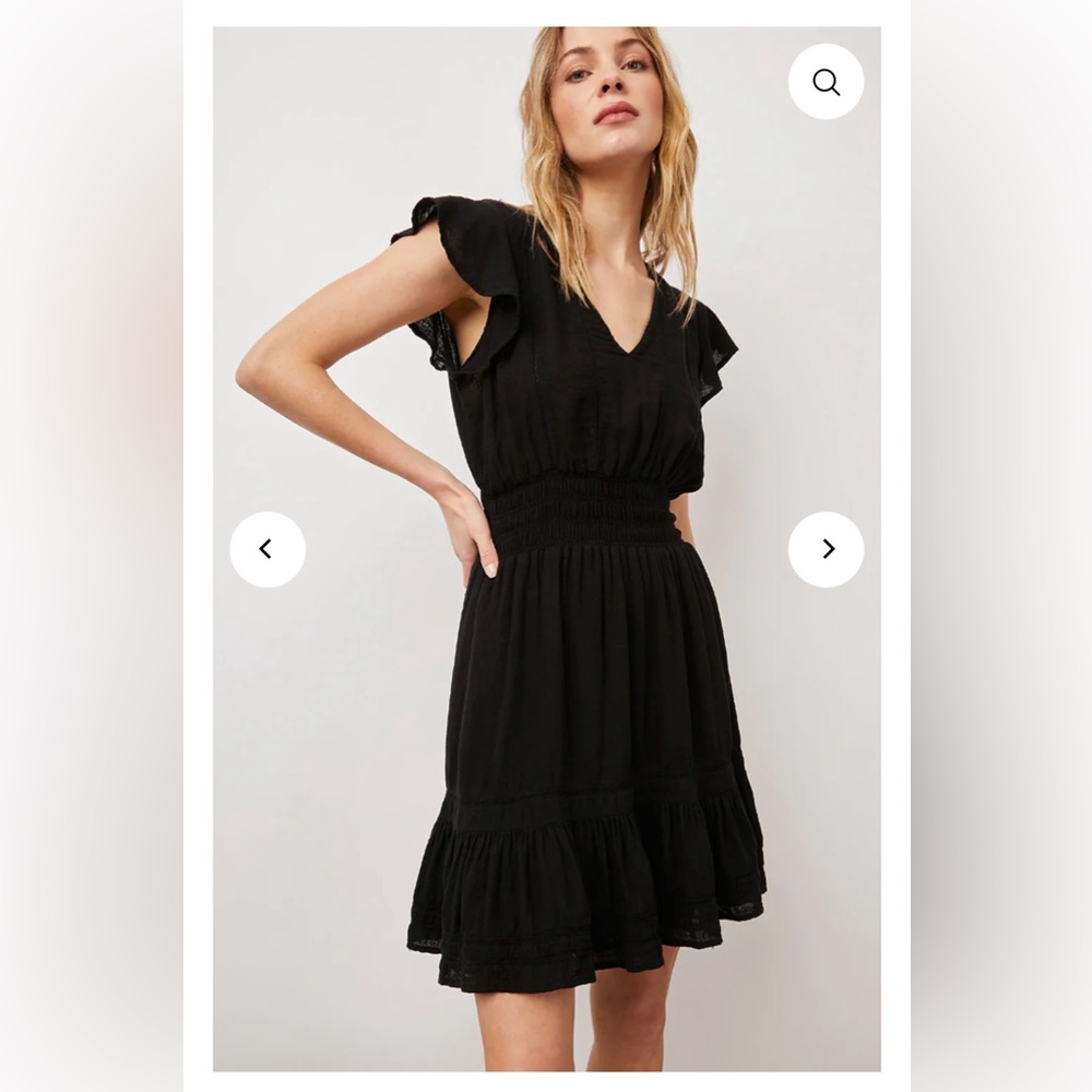 Rails Black Ruffled Tiered Midi Dress with V-Neck